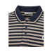 Beige & Navy Full-Sleeve Cotton Striped Polo Shirt